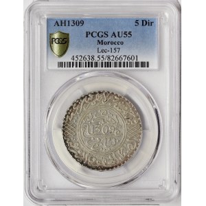 Morocco, Moulay Al-Hasan I, 5 Dirhams 1309 AH-1892 AD