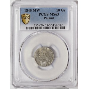 Poland, Russian-Polish coins, Nicholas I, 10 Groszy 1840, Warsaw