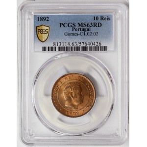 Portugal, Carlos I, 10 Reis 1892