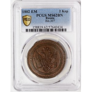 Russia, Alexander I, 2 Kopeks 1802, EM Ekaterinburg