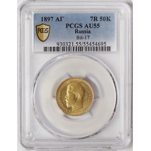 Russia, Nicholas II, 7,5 Roubles 1897, АГ