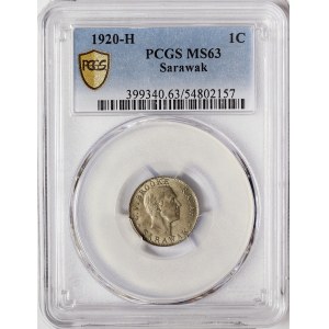 Sarawak, Charles V. Brooke, 1 Cent 1920, Heaton