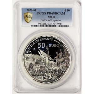 Spain, Juan Carlos I, Lepanto, 50 Euro 2021, M