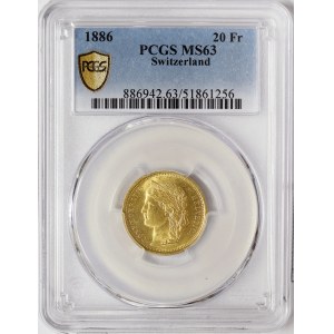 Switzerland, 20 Francs 1886