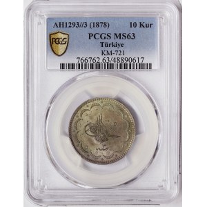 Turkey, Abdul Hamid II, 10 Kurush 1293/3 AH-1878 AD