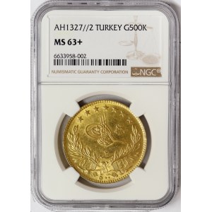 Turkey, Muhammad V, 500 Kurush 1327/2 AH-1910 AD