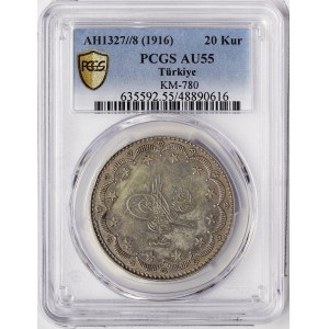 Turkey, Muhammad V, 20 Kurush 1327/8 AH-1916 AD