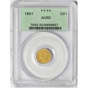 United States, 1 Gold Dollar (Large Indian Head) 1861, Philadelphia