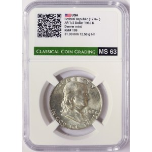 United States, 1/2 Dollar (Franklin) 1962, Denver