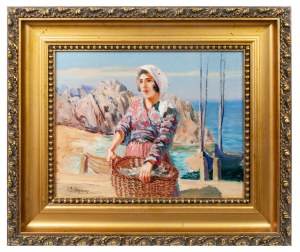 Jakub Michal Kasprowicz (1905 - 1975), Italian woman with a basket of fish