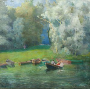 Franciszek Cieśla (b. 1895), Boat cruise on a summer day