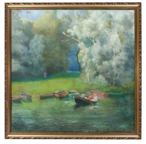 Franciszek Cieśla (b. 1895), Boat cruise on a summer day