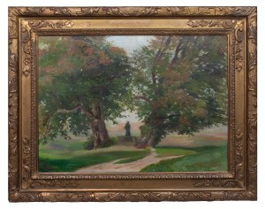 Hugo Ruzek (1871-1939), Landscape with a shrine
