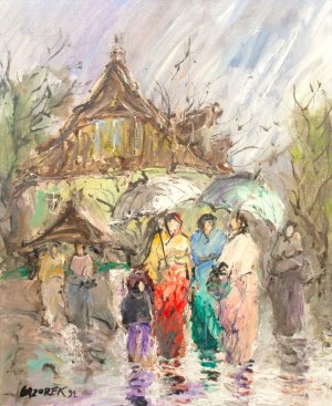 Stanislaw Lazorek (1938 - 2000), Summer rain in Kazimierz Dolny, 1992.