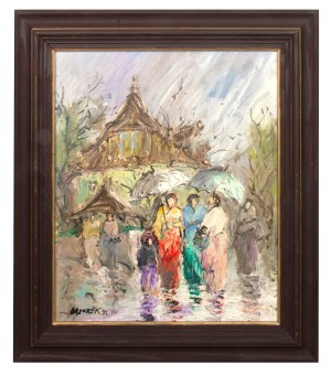 Stanislaw Lazorek (1938 - 2000), Summer rain in Kazimierz Dolny, 1992.