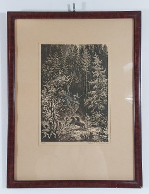 Robber Raid, graphic, Zofia Fijakłkowska, 1951.