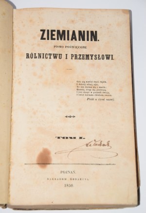 Earthman magazine devoted to agriculture and industry. Volume I. Poznan 1850. + List of seeds!