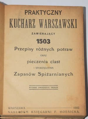 A practical Warsaw cookbook containing 1503 recipes...Warsaw 1922.