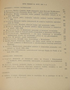 Silesian historical quarterly SOBÓTKA. Yearbook XVII (1962). Nos. 1-4.