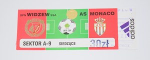 Ticket from the match: Widzew Lodz - AS Monaco. 21.10.1999. 2nd round of the UEFA cup.