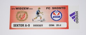 Ticket from the match: Widzew Lodz - FC Skonto. 30.09.1999. 1st round of the UEFA cup.
