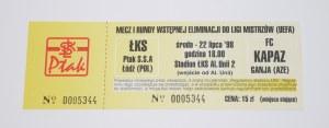 Ticket from the match: LKS Lodz - FC Kapaz Ganja. 22.07.1998. 1st round of qualification for the UEFA Champions League.