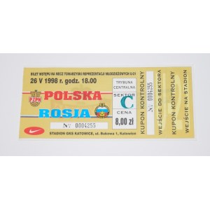 Bilet z meczu: Polska - Rosja 26.05.1998. Mecz towarzyski.