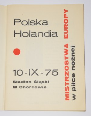 Program from the match: Poland - Netherlands. 10.09.1975. qualification for the 1976 european championship.