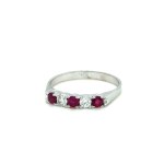 2.18G WHITE GOLD RING WITH DIAMONDS AND RUBIES - A3706