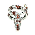 18K WHITE GOLD SNAKE RING WITH DIAMONDS - DN-RS