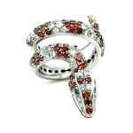 18K WHITE GOLD SNAKE RING WITH DIAMONDS - DN-RS