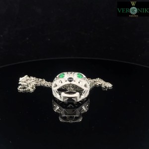18K WHITE GOLD CHAIN WITH GOLD AND DIAMOND PENDANT