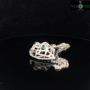 18K WHITE GOLD CHAIN WITH GOLD AND DIAMOND PENDANT