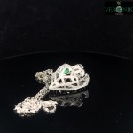 18K WHITE GOLD CHAIN WITH GOLD AND DIAMOND PENDANT