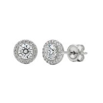 2.45 CT NATURAL DIAMOND GOLD EARRINGS - 806 HALO ROUND NAT 14K