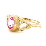 14K YELLOW GOLD RING 3.51 GR VINTAGE LAB GROWN PINK SAPPHIRE 0.75 CT - RNG40801