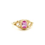 14K YELLOW GOLD RING 3.51 GR VINTAGE LAB GROWN PINK SAPPHIRE 0.75 CT - RNG40801
