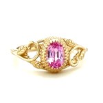 14K YELLOW GOLD RING 3.51 GR VINTAGE LAB GROWN PINK SAPPHIRE 0.75 CT - RNG40801