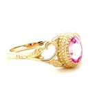 14K YELLOW GOLD RING 3.51 GR VINTAGE LAB GROWN PINK SAPPHIRE 0.75 CT - RNG40801