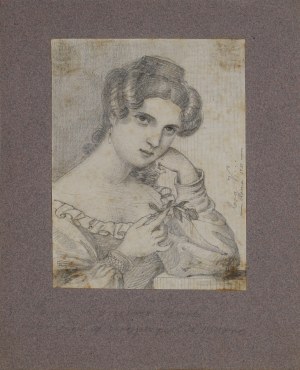 Rosa V. (19th century), Portrait of a woman with a rose, Rome 1830