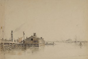 M. (?) VAN DER MOOLEN (19th century), Port with barge and ships, 1840s-50s.