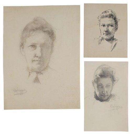 Franz von DEFREGGER (1835-1921), Cztery szkice portretowe kobiety, ostatnia ćw. XIX w.