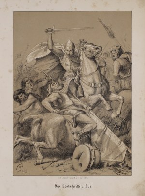 [Teutonic Knights] Wilhelm CAMPHAUSEN (1818-1885), The battle of the Teutonic Knights against the Yotvingians. (Original title: 