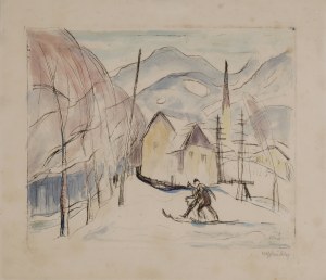 Julius Wolfgang SCHÜLEIN (1881-1970), Skiers in the town, 1920s.