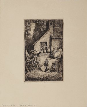 Matthäus SCHIESTL (1869-1939), Dragon tempting a hermit, 1st quarter of the 20th century.