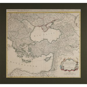 Charles Francois DELAMARCHE (1740-1817), Mapa krajów Morza Czarnego i Bliski Wschód (tyt.oryg.: „Carte de l’Empire du Grand Seigneur(…) oraz „Partie Orient.Delamer Mediterrane’e (…)Turquie (…)Syrie, Egypte (…) par le S.Robert de Vaugondy (…) 1758”. Paryż