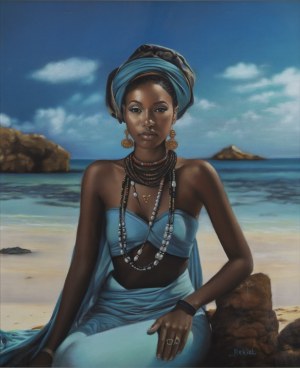 Katarzyna Rekiel (b. 1982), Woman in a turquoise turban , 2024