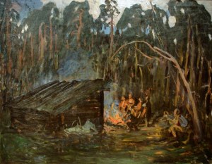 Julian Fałat (1853 Tuligłowy - 1929 Bystra), After the hunt - Polesie