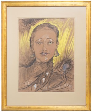Stanislaw Ignacy Witkiewicz (1885 Warsaw - 1939 Jeziory in Polesia), Portrait of Wladyslawa Reynelowa, smiling, 1927.
