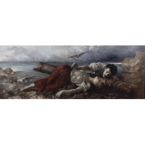 Konstanty Makary Mańkowski (1861-1897), Nach dem Seesturm, (anderer Titel: Schiffbrüchiger), 1883.